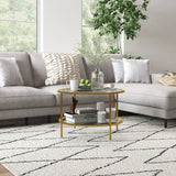 HOMCOM Round Coffee Table with Storage, 2-Tier Tempered Glass Coffee Table with Steel Frame for Living Room, Gold Tone