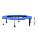 HOMCOM 91 Mini Fitness Trampoline Home Gym Yoga Exercise Rebounder Indoor Outdoor Jumper with Safety Pad, Support Up to 100 KG, Blue and Black