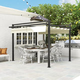Outsunny 3 x 3m Aluminium Pergola, with Retractable Roof - Grey/Khaki