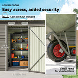 Outsunny 4 x 6ft Galvanised Metal Garden Shed, with Locking Door - Grey