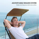 Outsunny Zero Gravity Lounger Chair Set of 2, Folding Reclining Patio Chair with Shade Cover, Cup Holder, Soft Cushion and Headrest for Poolside, Camping, Coffee