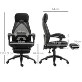 Vinsetto Office Chair with Footrest,High Back Swivel Desk Chair with Adjustable Height and Headrest for Home Office, Black