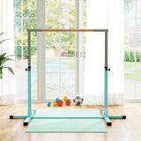 HOMCOM Height Adjustable Gymnastics Horizontal Bar for Kids, Children Junior Kip High Bar Fitness, Light Blue