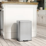 HOMCOM 20L Kitchen Bin with Soft-Close Lid and Stay-Open Function, Stainless Steel Pedal Bin with Removable Inner Bucket for Kitchen, Office, Home, Silver Tone