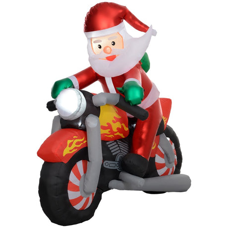 Outsunny 5.6ft Inflatable Santa Claus Motorcycle Decoration