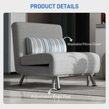 HOMCOM Single Sofa Bed, 1 Person Sleeper Foldable Lounge with Pillow, Grey