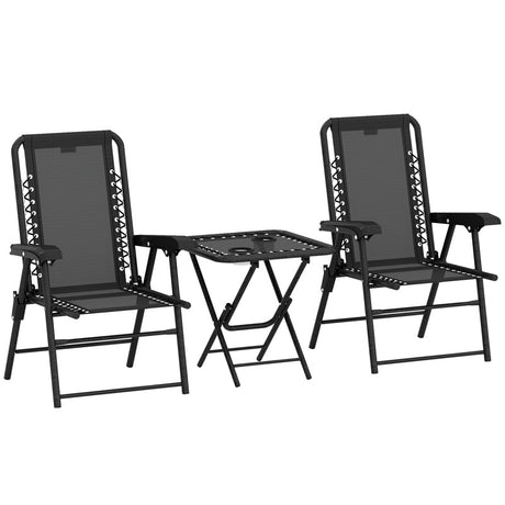 Outsunny Three-Piece Garden Table and Chair Set - Black