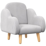 ZONEKIZ Kids Armchair Toddler Sofa Children Chair with Arm Rest, Wooden Frame, Velvet, PP Legs, Cloud Shape, for Ages 1.5-3 Years - Grey