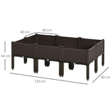 Outsunny Set of 6 26L Garden Raised Bed Elevated Patio Flower Plant Planter Box PP Vegetables Planting Container, Brown