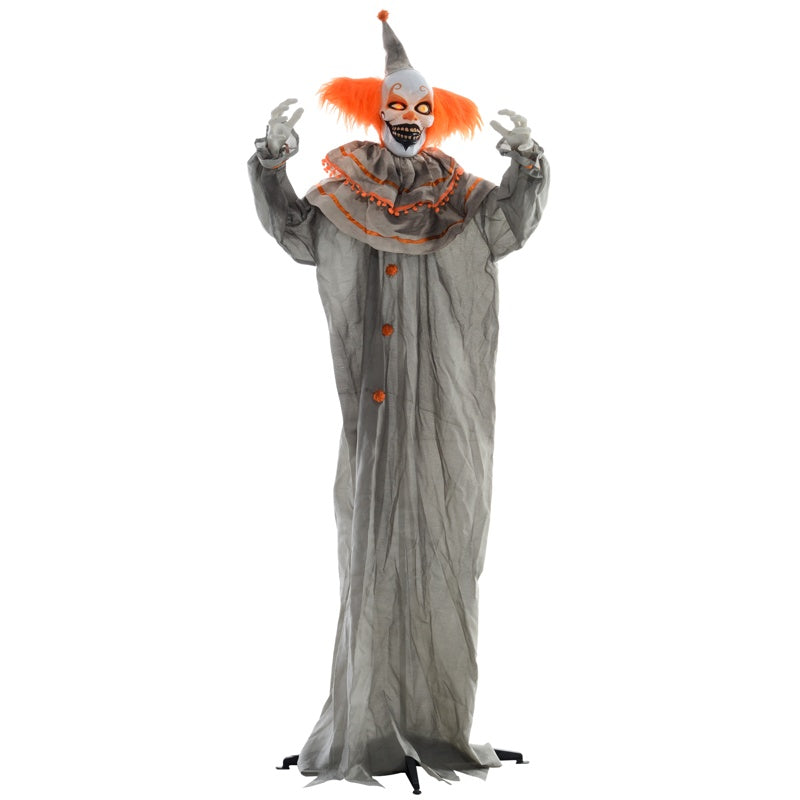 HOMCOM 6' Orange Clown Halloween Animatronic, with Glowing Eyes