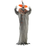 HOMCOM 6' Orange Clown Halloween Animatronic, with Glowing Eyes