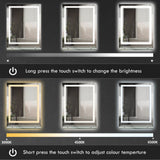 kleankin Large Vanity Mirror with Lights and Shelf, Illuminated bathroom Mirror with 3 Colour Brightness, Smart Touch, Anti-Fog