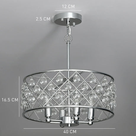 HOMCOM 51 Crystallite Four-Bulb Chandelier - Silver-Tone