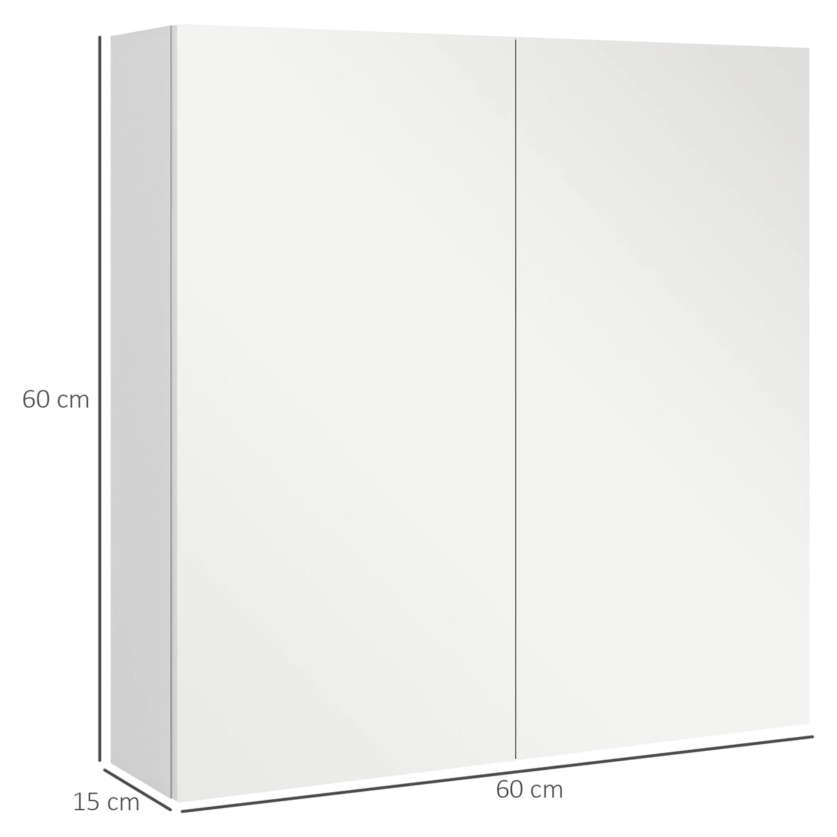 kleankin Bathroom Mirror Cabinet, Wall Mounted Bathroom Storage Cupboard with Adjustable Shelf, 60W x 15D x 60Hcm, High Gloss White