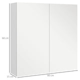 kleankin Bathroom Mirror Cabinet, Wall Mounted Bathroom Storage Cupboard with Adjustable Shelf, 60W x 15D x 60Hcm, High Gloss White