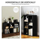 HOMCOM 2-Tier Bookshelf with 5 Compartments - Black