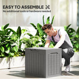 Outsunny 93L Plastic Garden Storage Box, Outdoor Storage Box with Handles, Waterproof Outdoor Storage Container, Khaki