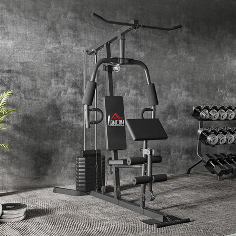 HOMCOM Multi-Exercise Gym Station, with 45kg Weight Stack, for Full Body Workout