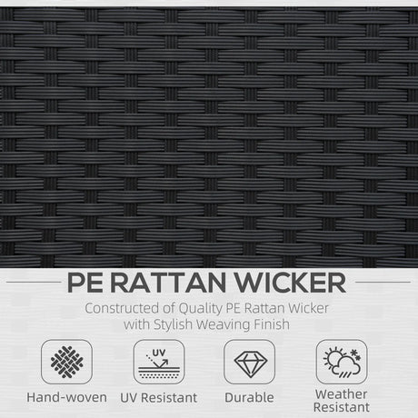 Outsunny Single Seater Rattan Chair Sofa with 10 cm Thick Padded Cushion, All-Weather PE Wicker Weave Garden Armchair with Armrests, Black