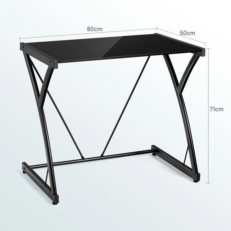 Glass Top Computer Desk Writing Study Workstation