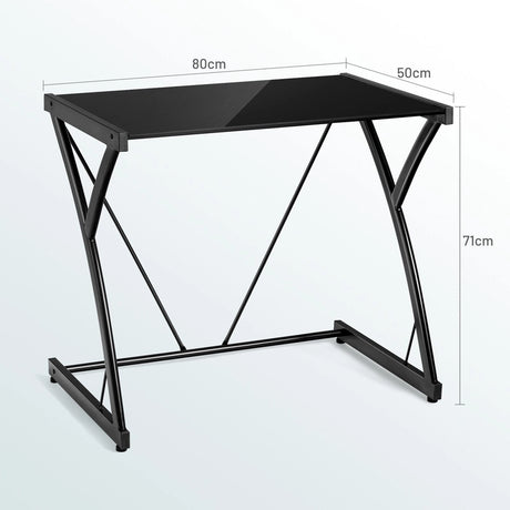 Glass Top Computer Desk Writing Study Workstation