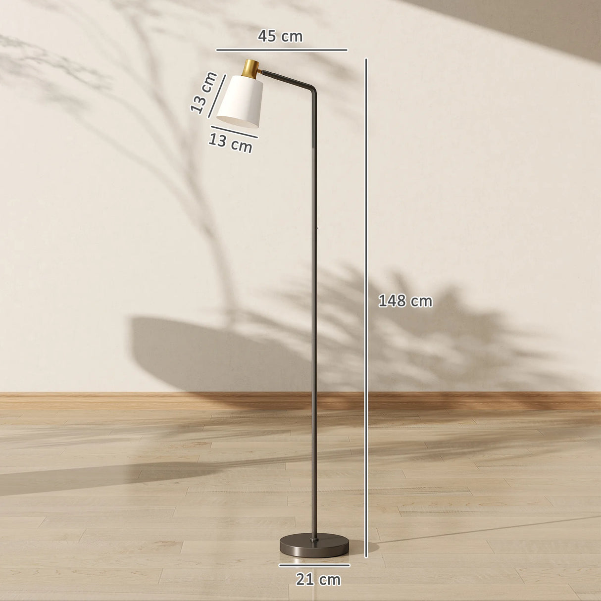 HOMCOM Floor Lamp with 350 Rotatable Head, Modern Standing Lamp with 3000K/4000K/6500K Colour Temperatures for Living Room Bedroom Office, Black