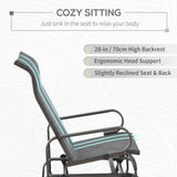 Outsunny Outdoor Gliding Rocking Chair with Sturdy Metal Frame Garden Comfortable Swing Chair, Grey & Brown