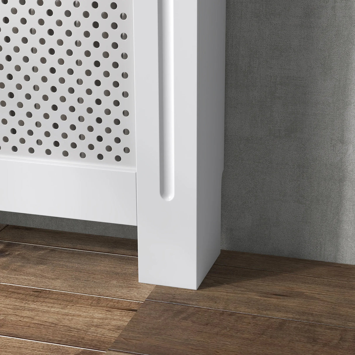 HOMCOM Wooden Radiator Cover Heating Cabinet Modern Home Furniture Grill Style  White Painted (Small)