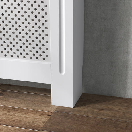 HOMCOM Wooden Radiator Cover Heating Cabinet Modern Home Furniture Grill Style  White Painted (Small)