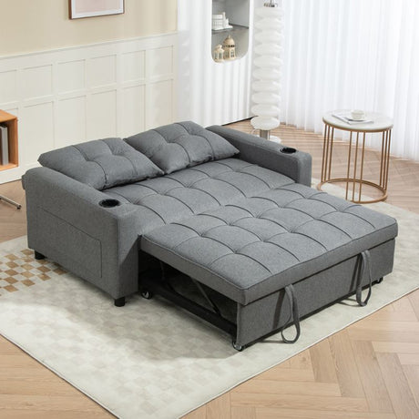 HOMCOM Two-Seater Pull-Out Sofa Bed - Charcoal Grey