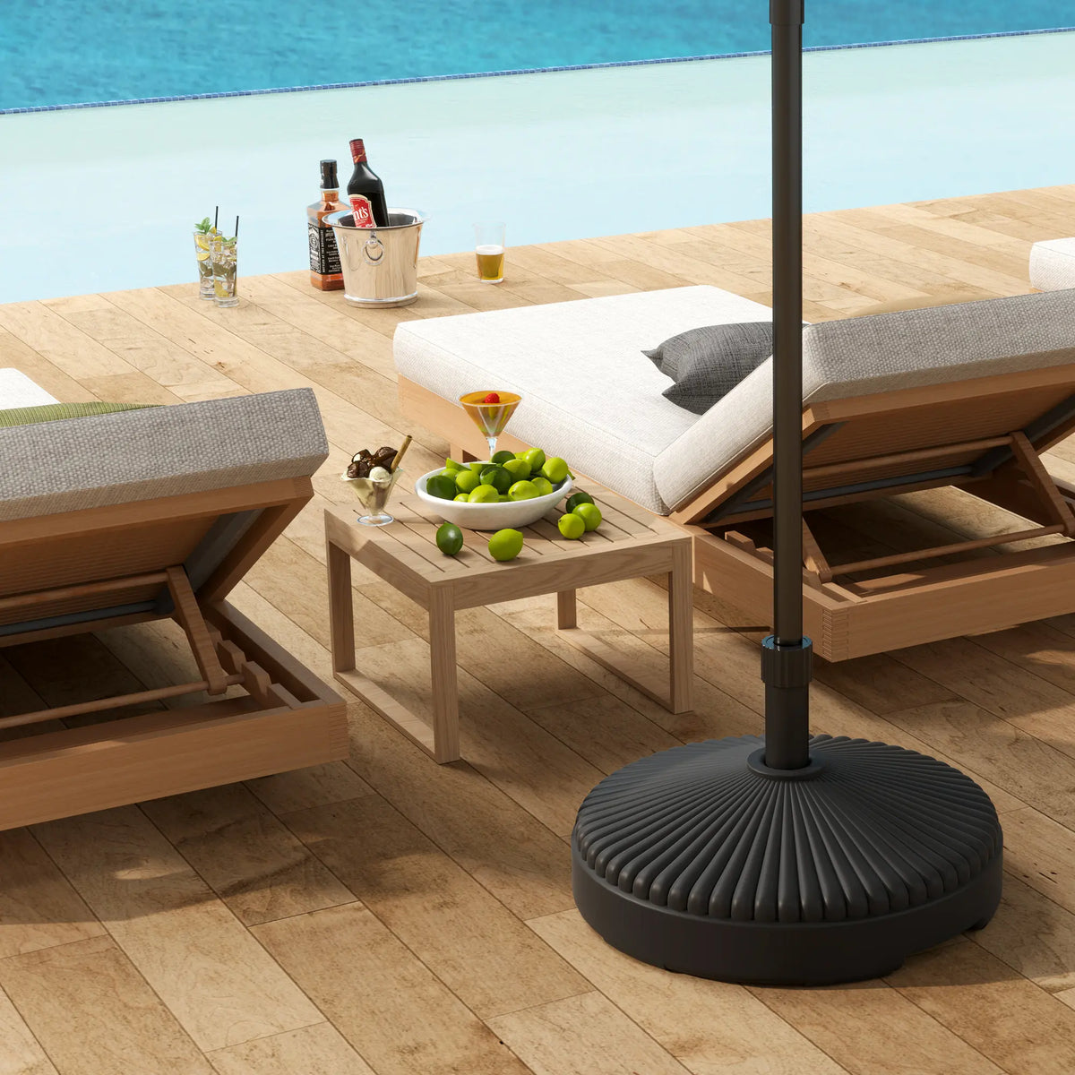 Outsunny Garden Parasol Base Holder, 28kg Sand Filled, 23kg Water Filled, Sun Umbrella Base, 55 x 30H cm Black