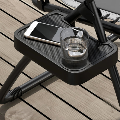 Outsunny Zero Gravity Lounger Chair Set of 2, Folding Reclining Patio Chair with Padded Seat, Cup Holder, Soft Cushion and Headrest for Poolside, Camping, Grey