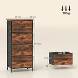HOMCOM Chest of Four Fabric Drawers - Rustic Brown