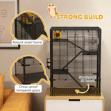 PawHut Four-Tier Hamster Cage with Deep Tempered Glass Bottom, Hut, Running Wheel, Food Dish, Water Bottle, 60 x 40 x 80cm