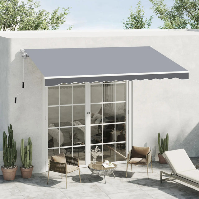 Outsunny 2.5m x 2m Garden Patio Manual Awning Canopy Sun Shade Shelter Retractable with Winding Handle Grey