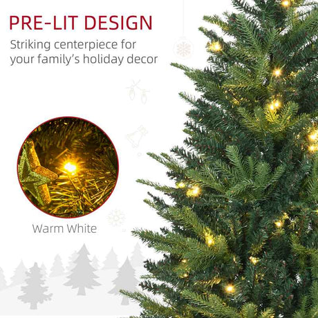 HOMCOM 1.2m 4ft Christmas Tree Entrance Décor 750 Tips Xmas Pre-lit Tree 80 LED with Vase Base