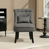 HOMCOM Fabric Single Sofa Dining Chair Tub Chair Upholstered W/ Pillow Solid Wood Leg Home Living Room Furniture Charcoal Grey