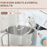 HOMCOM Stand Mixer, 5L Food Mixer for Baking, 6 Speeds and Pulse Setting, 1400W Cake Electric Kitchen Mixer with Dough Hook, Whisk, Stainless Steel Bowl, Splash Guard, Beater, White