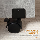 HOMCOM Folding Dining Table, Drop Leaf Table with 2-Tier Shelves, Rolling Casters, for Small Spaces, Kitchen, Cement Grey