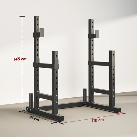 SPORTNOW Adjustable Squat Rack with Plate Holders, 300 kg Load