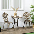Outsunny 3 Piece Cast Aluminium Garden Bistro Set for 2 with Parasol Hole, Outdoor Coffee Table Set, Two Armless Chairs and Round Coffee Table for Balcony, Patio, Bronze