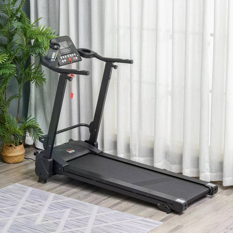 HOMCOM 2.5HP 14Km/h Manual Incline Electric Running Machine Motorized Treadmill Folding, MP3 & USB Player, 12 Preset Programs, 5 Speed Shortcut, w/ WIDE RUNNING BELT, LCD Display, Drink Holders