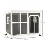 PawHut Wooden Dog House Outdoor with  Asphalt Openable Top, Removable Floor, Clear Front Panel, Curtain, 90 x 62 x 71cm