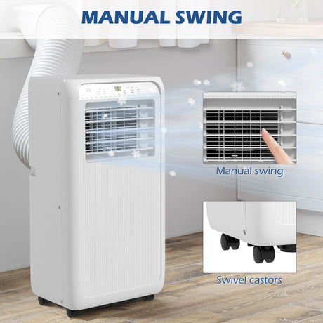 HOMCOM 9,000 BTU Mobile Air Conditioner for Room up to 28m2, with Dehumidifier, 24H Timer, Wheels, Window Mount Kit