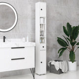 kleankin 180cm Slim Bathroom Cabinet, with Drawer, Shelves and Cupboards - White