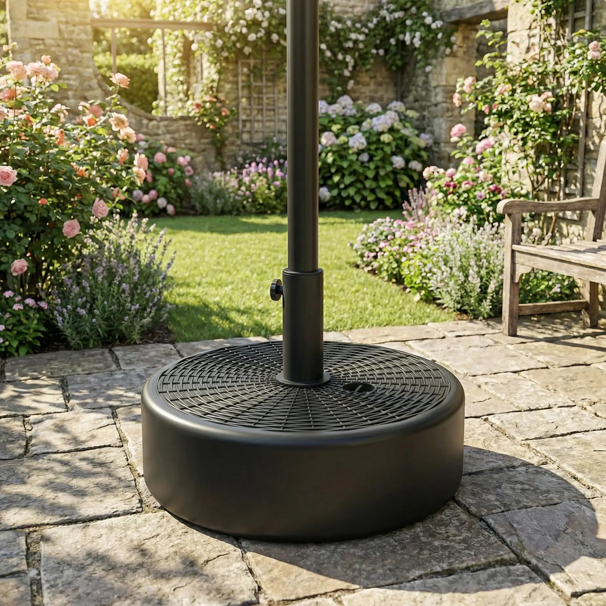 Outsunny Patio Umbrella Base 22kg Sand Filled Garden Parasol Stand forfor 38mm/48mm Poles, Black