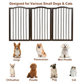 3-Panel Wooden Freestanding Pet Gate w/ Arched Top