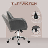 HOMCOM Faux Leather Tub Office Chair, with Wheels - Grey