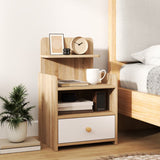 HOMCOM Multi-Storage Bedside Table - White/Wood-Effect