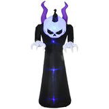 Outsunny 7ft Inflatable Halloween Ghost with Horns, Blow-Up Outdoor LED Display with Flame Effect for Garden, Lawn, Party, Holiday